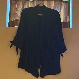 Nylon (silky) cardigan. Black, 3/4 length sleeves